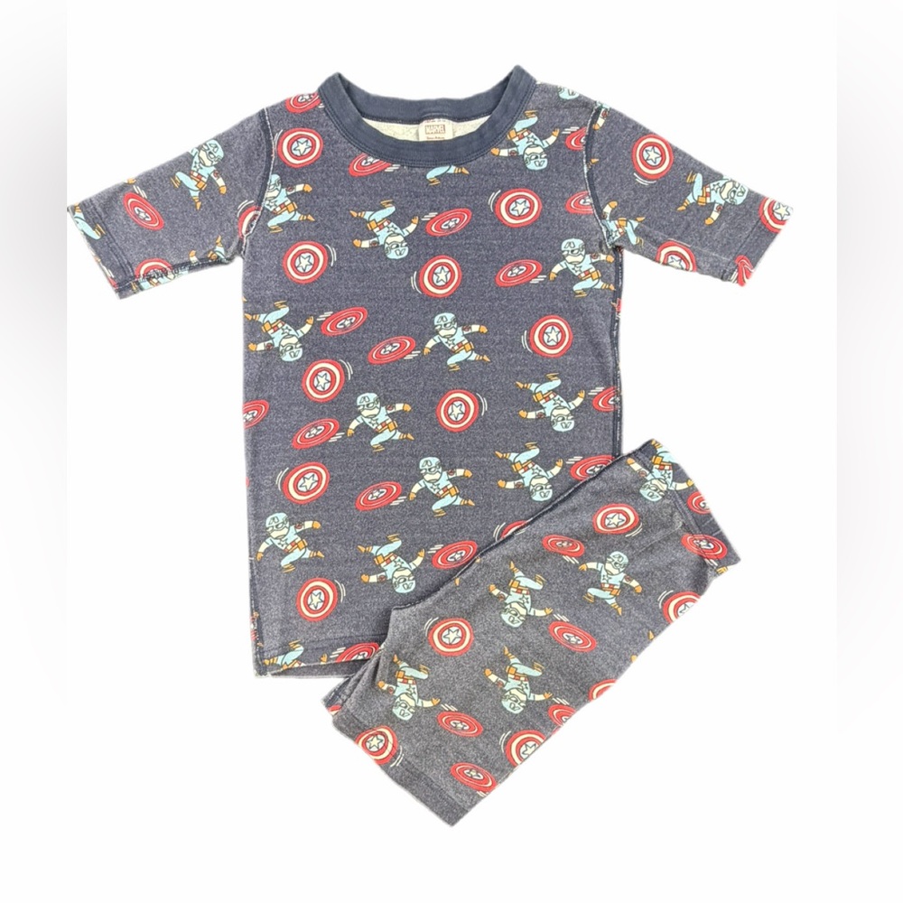 HANNA ANDERSSON x MARVEL Captain America Org. Cotton Short John Pajama Set - 10Y